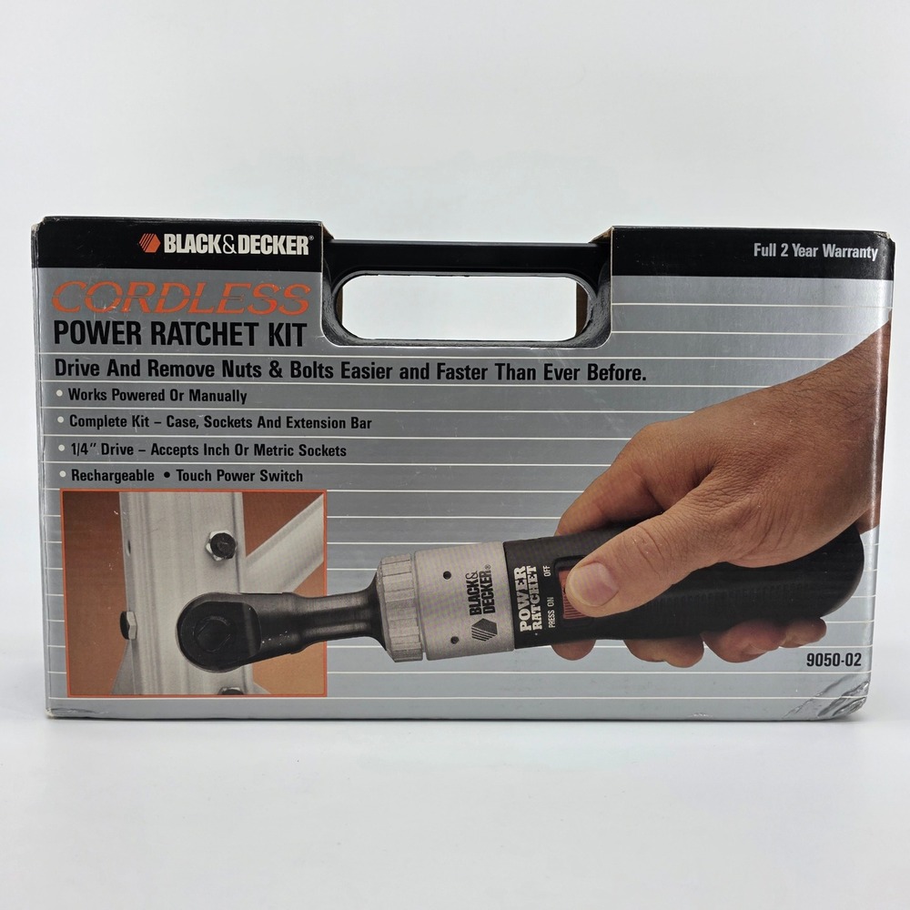 VTG Black & Decker Cordless Power Ratchet Kit 9050-02 1/4 Drive Tool Case NEW